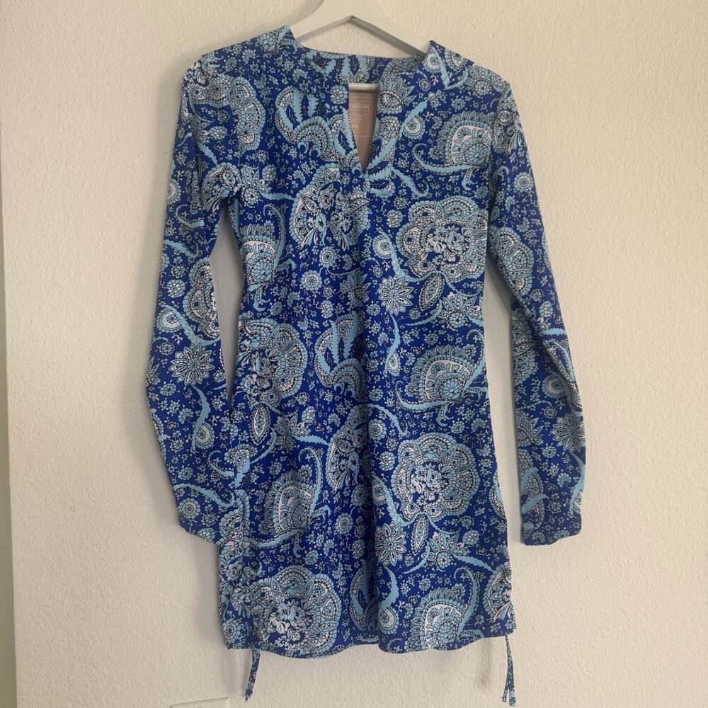 Coolibar Swim Dress Blue UPF 50 Plus Sun Protection XXS Long Sleeve Beach Shirt